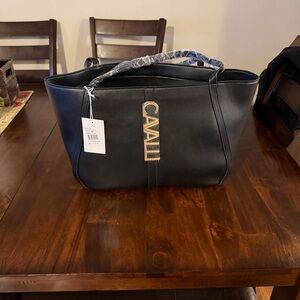 Cavalli Class Black and Gold Handbag